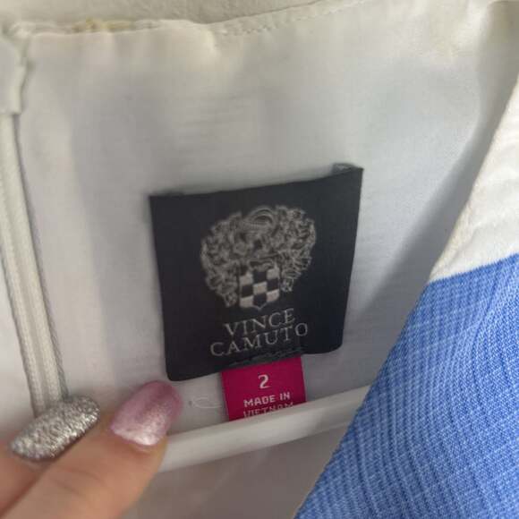 Vince Camuto Size 2 sky blue white striped women 's shift dress - Picture 2 of 3